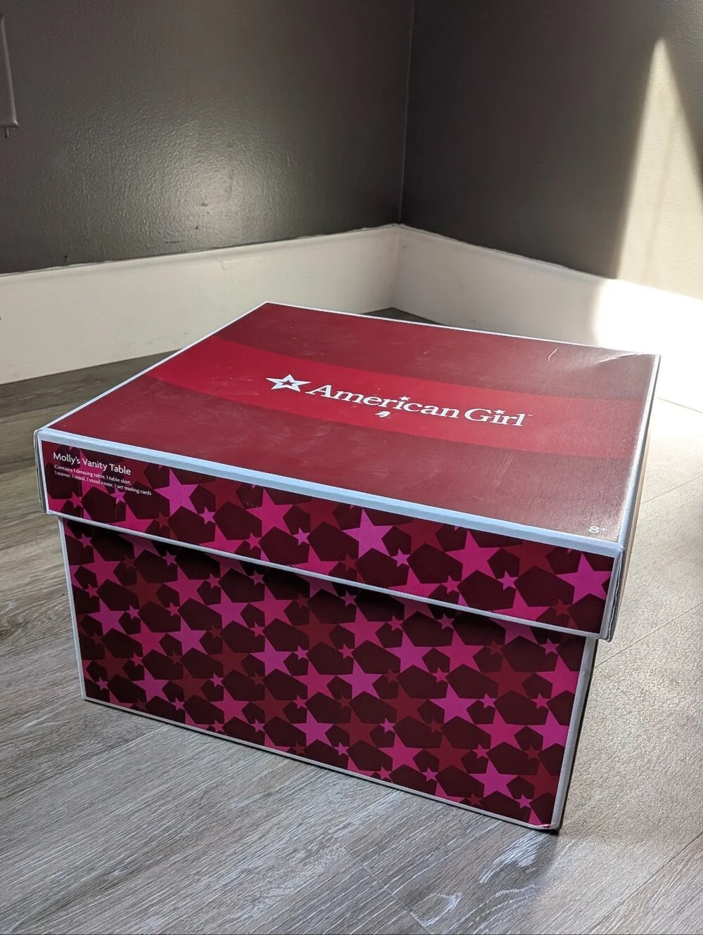 American Girl Molly's Vanity Table Pink and Cream Floral Vanity Set with Mirror - Picture 14 of 14